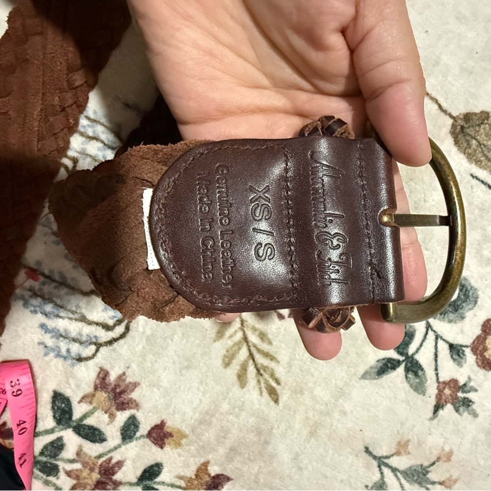 Abercrombie & Fitch Brown Braided Leather Belt with Brass Ring - Picture 5 of 5